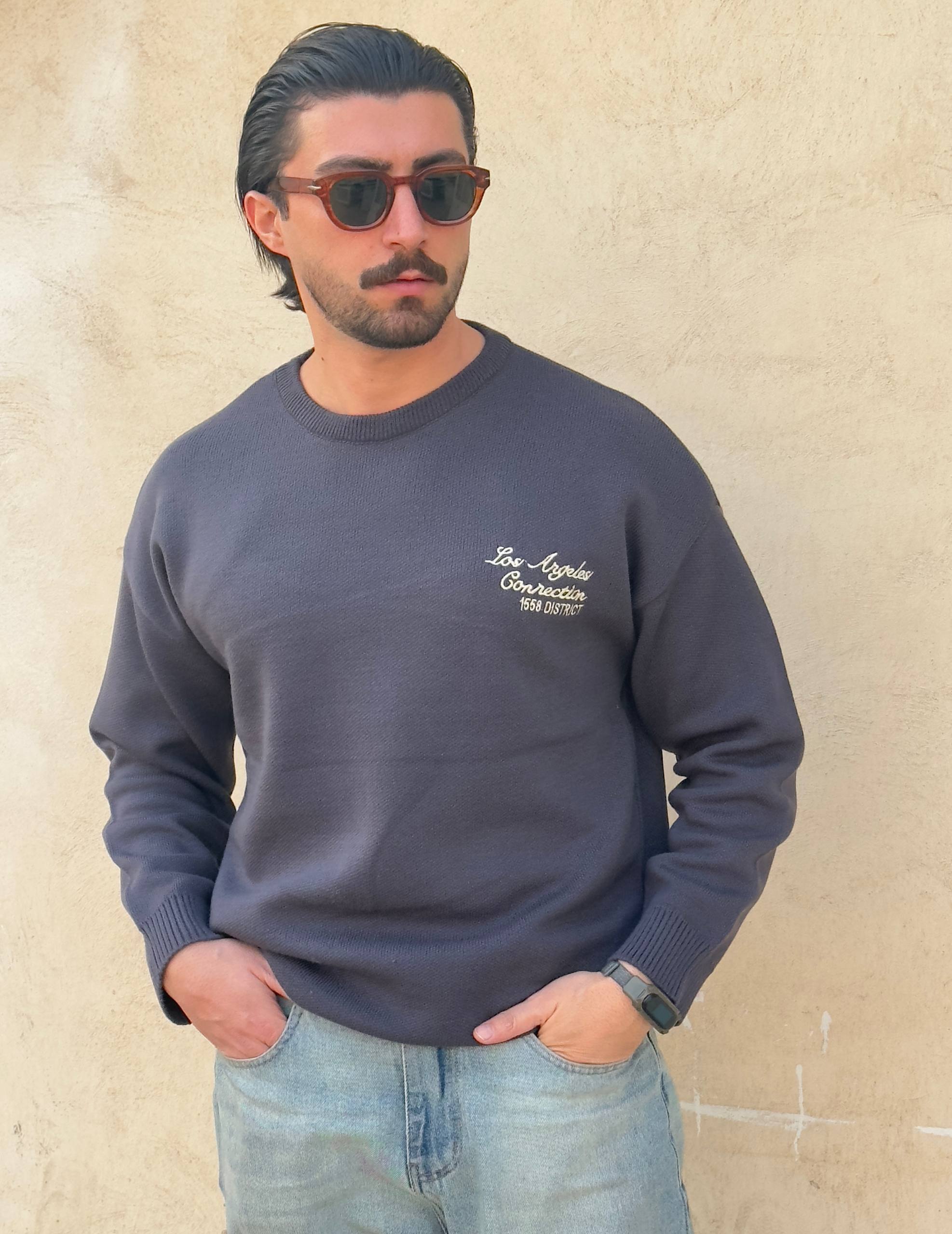 بافت یقه گرد اسپرت  مردانه گلدوزی قواره کار باکسی(۱۹۱)